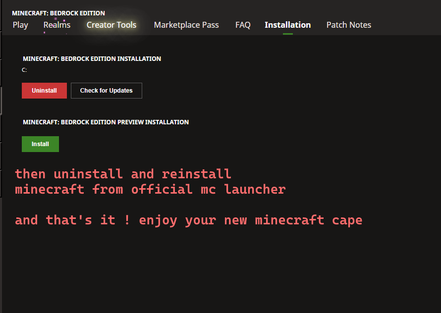 Uninstalling and reinstalling from the official launcher
