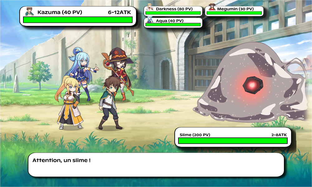 Start of fight against a Slime