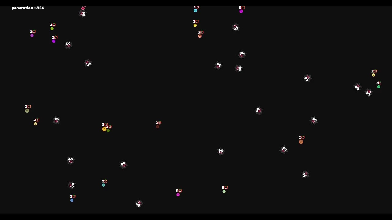 Kirby simulation generation 1866: Kirbys are smaller, faster, and systematically flee from danger